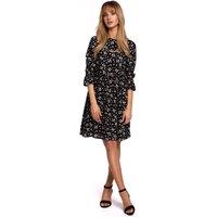 Love Lace Women's Classic Summer Dress Elastic Frill Sleeves in Black | Size: Large
