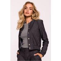 Love Lace Women's Stylish Cotton Bomber Jacket with Snap Fit in Grey | Size: Large