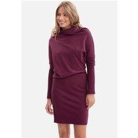 Love Lace Women's Ribbed Stand Collar Batwing Sleeve Dress in Violet | Size: S/M