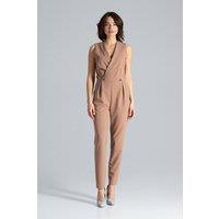 Love Lace Women's Classic Sleeveless Jumpsuit with Envelope Neckline in Brown | Size: Small