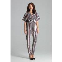 Love Lace Women's Striped Kimono Sleeve Jumpsuit Elastic Waist | Size: Small