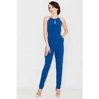 Love Lace Women's Chain Trim Tapered Jumpsuit in Blue | Size: XL