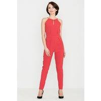 Love Lace Women's Jumpsuit with Chain Neckline in Red | Size: Medium