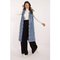 Love Lace Women's Elegant Hooded Faux Fur Vest with Zip Pockets in Blue | Size: Large/XL