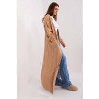 Love Lace Women's Textured Acrylic Long Sleeve Cardigan in Brown