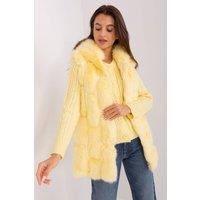 Love Lace Women's Hooded Faux Fur Vest with Pockets Zipper in Yellow | Size: 2XL