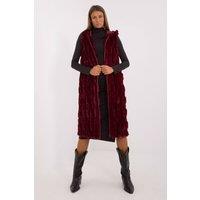 Love Lace Women's Elegant Faux Fur Vest with Hood & Zip in Red | Size: S/M