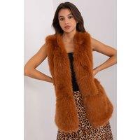 Love Lace Women's Soft Polyester Faux Fur Vest with Pockets Style 186705 in Brown | Size: Large/XL