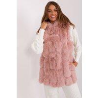 Love Lace Women's Faux Fur Hooded Zipper Vest with Pockets in Pink | Size: Large/XL