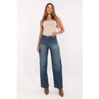 Love Lace Women's High Rise Relaxed Fit Straight Jeans in Blue | Size: Large