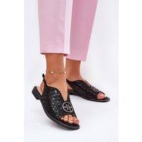 Love Lace Women's Natural Suede Flat Buckle Sandals with Cushioned Insole in Black | Size: 3.5