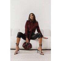 Love Lace Women's MILO Long Sleeve Cotton Elastane Shirt in Burgundy | Size: Large