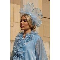 CY Women's Large Wide Brim Bow Fascinator in Blue