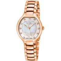 Gevril Women's Lugano Swiss Diamond White Dial MOP Dial SS/IPRG Bracelet Watch in Rose Gold