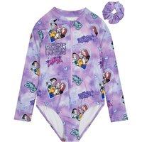 KPop Demon Hunters Girl's Huntrix One Piece Swimsuit & Scrunchie in Purple | Size: 10-11 Years
