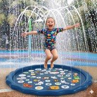 Dragodirect Kids Inflatable Sprinkler Splash Play Mat Paddling Pool in Blue | Size: Large