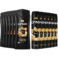 Lynx Men's Gold Shower Gel 500ml, 6 Pack with Body Spray 250ml, 6 Pack in Black