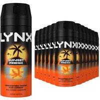 Lynx Sunset Fresh Men's Deodorant Body Spray 150ml, 12 Pack in Black
