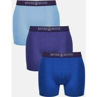 British Boxers Men's Pack of Three "Flame Blues" Stretch Trunks in Dark Blue | Size: Medium