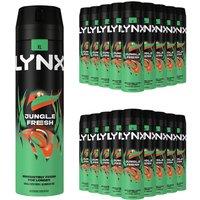 Lynx Men's Jungle Fresh Body Spray XL 48Hr HD Fragrance Deodorant, 200ml, 18 Pack in Black