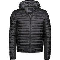 TEE JAYS Men's Crossover Hooded Padded Outdoor Jacket in Jet Black | Size: 2XL