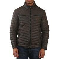 TruClothing Men's Quilted Puffer Soft Napa Leather Jacket in Brown | Size: Medium