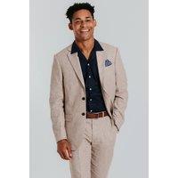 Dobell Men's Sand Linen/Cotton Blend 2 Piece Suit in Beige | Size: 50R