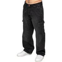 Enzo Men's Wide-Leg Cargo Jeans in Black | Size: 34R