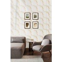 Living and Home Set of 10 Self-Adhesive Calacatta White Marble PVC Wall Stickers, 40x40cm | Size: 40x40 cm