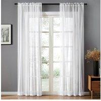 H&O Direct Single Piece Sheer Voile Window Curtain Panel, 100cm W x 200cm H in White | Size: 100 cm width x 200 cm drop