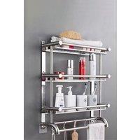 Living and Home 3 Tiers Stainless Steel Bathroom Shelf Wall Mounted Storage Toilet Shelf in Silver