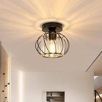 Goeco Ceiling Light Crystal, Modern Ceiling Light, Cage-Shaped Lampshade in Black