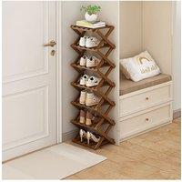 H&O Direct 7-Tier Bamboo Folding Shoe Rack in Dark Brown