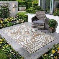 Garden Greatness Capri Neutral Outdoor Leaf Garden Rug in Brown | Size: 45 cm x 75 cm