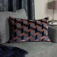 Paoletti Delano Geometric Velvet Cushion in Pink | Size: 40 cm x 60 cm