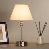 Lighting Collection Rechargeable Satin Nickel Table Lamp in Silver