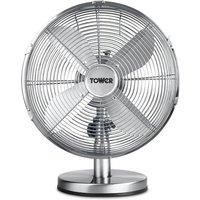 Tower Metal Desk Fan, 12", 3 Speeds, T605000 in Metallics