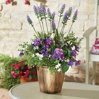 Gainsborough Artificial Lavender & Pansy Plant in Bronze Pot H44cm