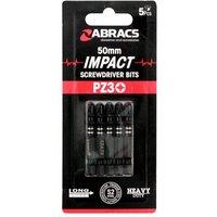 Abracs Impact Screw Driver Bit PZ3 50mm - 5 Pack - Box of 5 in Grey