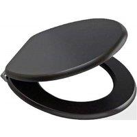 BARGAINS-GALORE 18' Mdf Universal Bathroom Wc Toilet Seat Easy Fit With Fittings Black