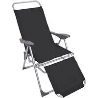 BARGAINS-GALORE Sun Longer Chair 5 Position Reclining Seat Black Patio Garden Seating