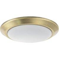 Happy Homewares Contemporary Antique Brass Flush LED Bathroom Ceiling Light Fitting in Metallic Gold