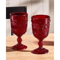 Dibor Set of 2 Luxury Spring Summer Red Drinking Wine Glass Wine Goblets Wedding Gift 300ml | Size: 2 Pack