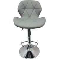 Neel Blue Modern Barstool, PU Leather Swivel Height Adjustable Bar Chair in Grey