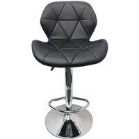 Neel Blue Modern Barstool, PU Leather Swivel Height Adjustable Bar Chair in Black