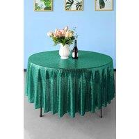 Neel Blue 120 Inch Round Sequin Tablecloth in Emerald