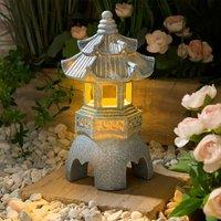Gainsborough Solar Pagoda Garden Ornament Light, Warm White LED, H35cm in Grey