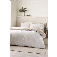 Catherine Lansfield 'Oxford Pinstripe' Reversible Duvet Cover Set in Natural | Size: King