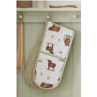 Catherine Lansfield 'Angus Highland Cow' Cotton Kitchen Double Oven Glove in Natural