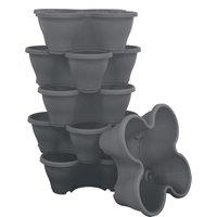 simpa 6PC Quad-Pot Stackable Modular Planters in Grey